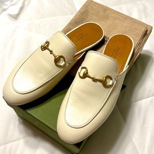 NEW Gucci Princetown loafer mule white leather